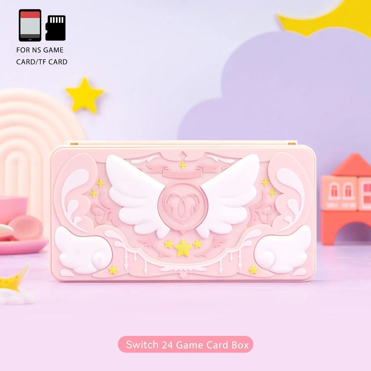 Cute Protective Cover For Switch Gaming Accessories Star Wings Dark Pink Funda  Switch OLED Silicone Case Joy-Con Shell Mouse Pad